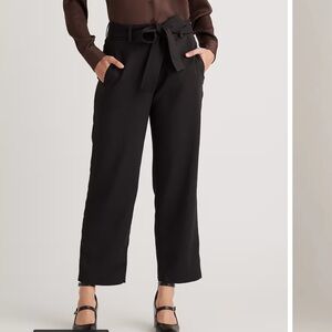 NWT Stretch Crepe Paperbag Pants Black Size 14